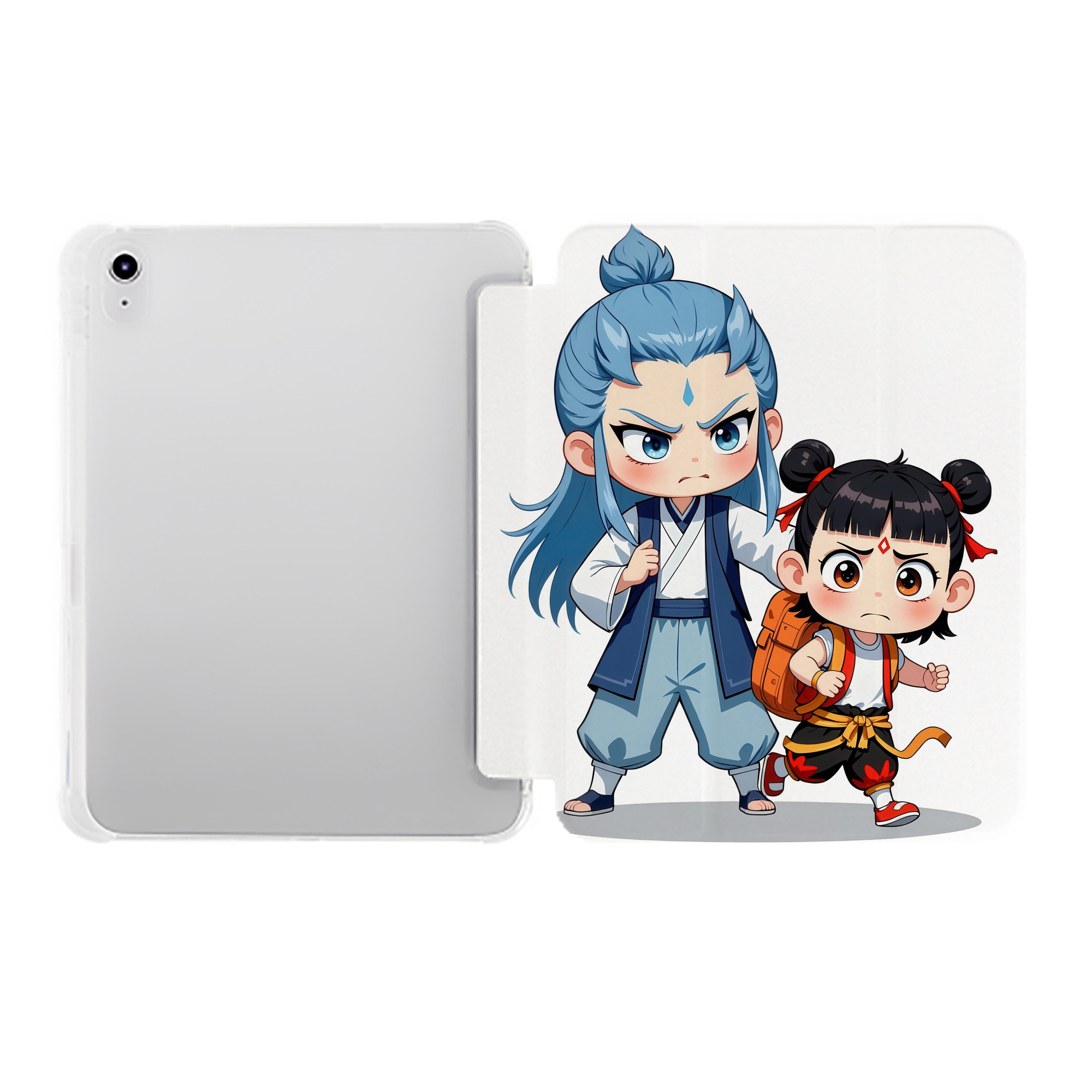 （画像用） Ne Zha 2 ナタ 魔童の大暴れ IPad ケース ペン収納付き 三つ折りスタンド PUレザー×シリコン 対応機種9.5/10.5/10.9インチ